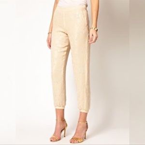 ASOS Women's Embellished Sequin Trouser Pants In Natural 12